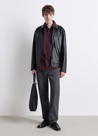 Giacca simil pelle con colletto classico e zip