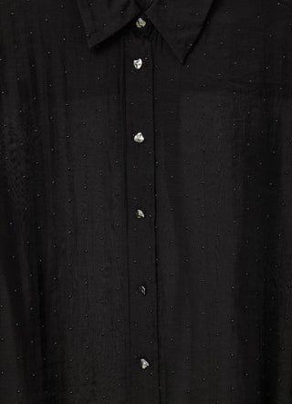 Camicia con trasparenze ed applicazioni di strass