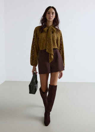 Shorts unis avec bande satinée