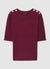 Knitted cable-knit T-shirt with buttons on the shoulders