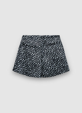 Gonna-pantalone simil satin fantasia