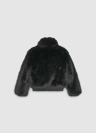 Kurze Jacke mit Felloptik und Reißverschluss