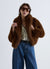 Crop jacket with plush effect and notched collar