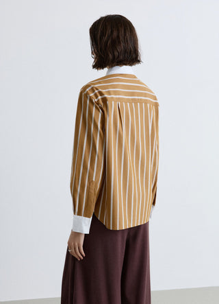 Camicia a righe con colletto a contrasto