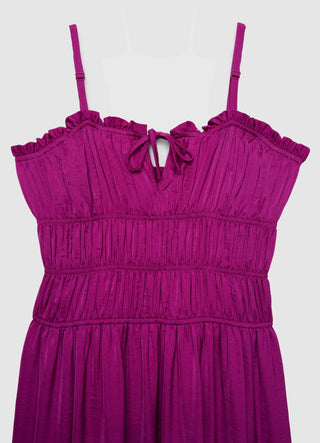 Long dress with smocked bodice