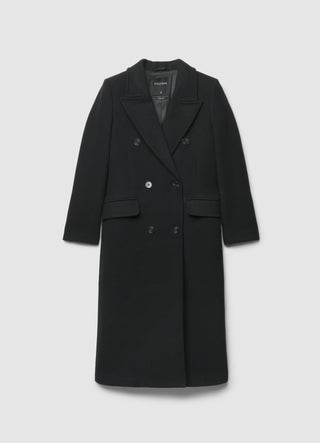 Long double-breasted coat in a solid colour