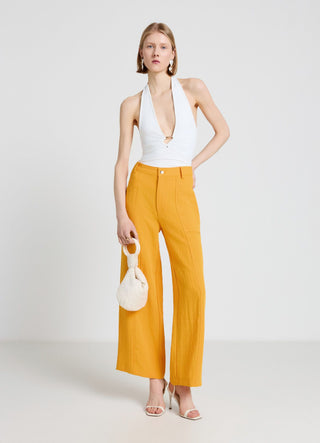 Top mit Neckholder, Cut-out und Raffung