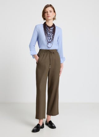 Pantaloni jogger misto lino