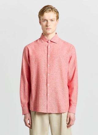 Camicia misto lino a tinta unita