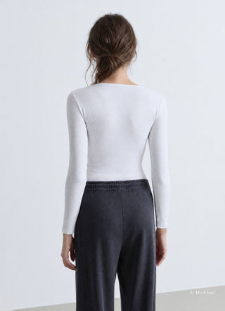 Body a maniche lunghe con scollo a V