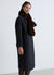 Cappotto monopetto con sciarpa similpelliccia
