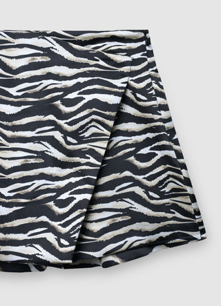 Gonna-pantalone simil satin fantasia