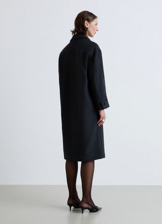 Cappotto monopetto con sciarpa similpelliccia