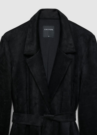 Long solid-colour coat with belt