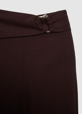 Linen culotte trousers with buckle