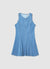 Vestito smanicato in denim con zip laterale