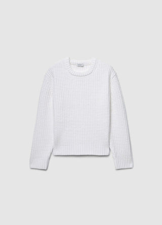 Maglia crop girocollo a rilievo