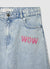 Wide leg cropped jeans with patch