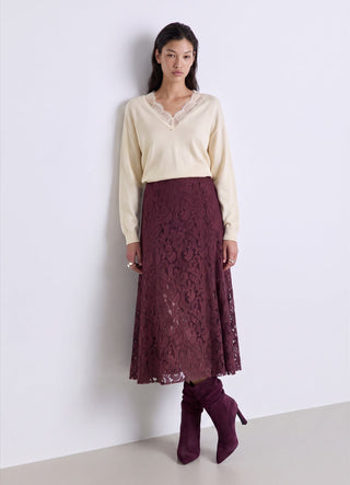 V-neck top with lace insert