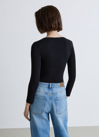 Body a maniche lunghe con scollo a V