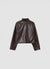 Jacket with high collar and leather effect