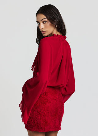 Short skirt with rose pattern