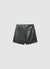 Gonna-pantalone mini effetto pelle con zip laterale