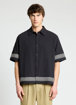 Camicia boxy con righe a contrasto