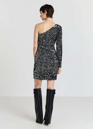 Abito monospalla paillettes