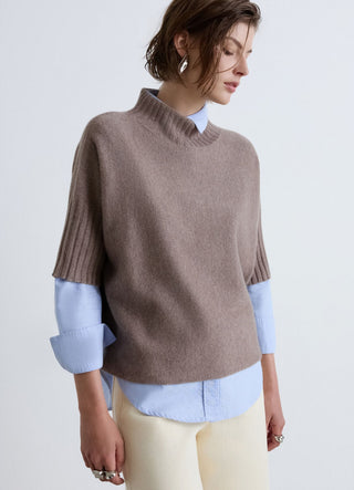 Maglia con collo cratere e maniche a 3/4