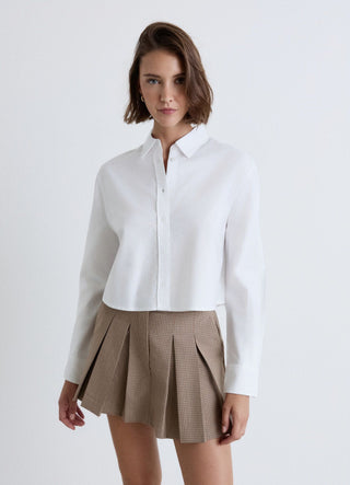 Camicia crop oxford a tinta unita