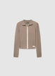 Ribbed cardigan with zip and collar - XS