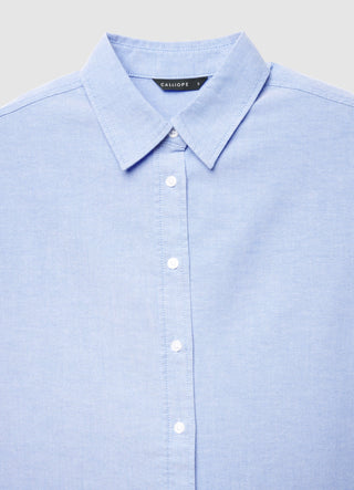Camicia crop oxford a tinta unita