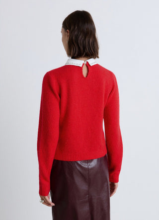 Maglia con colletto camicia e strass