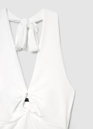 Top mit Neckholder, Cut-out und Raffung