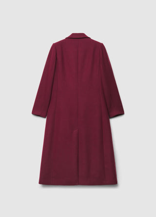 Long coat with single-button closure