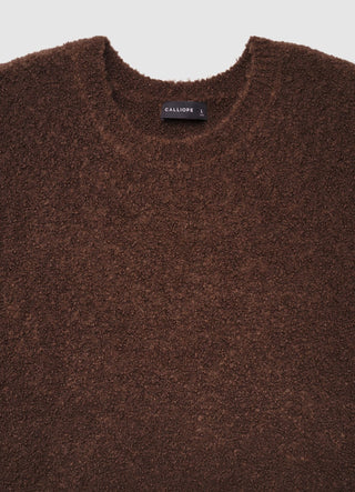 Maglia bouclé girocollo a tinta unita