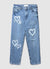 Jeans mom fit con strappi e stampa cuori