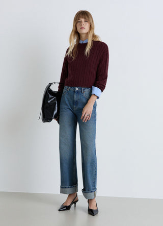 Crochet crop top with crew neck