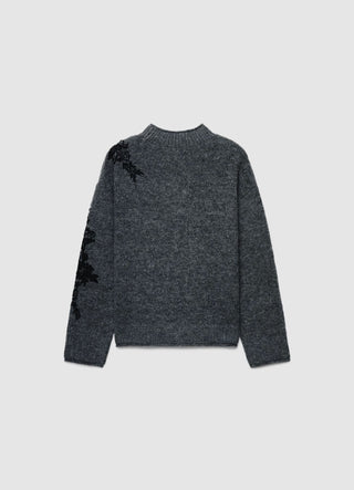 Pullover mit kontrastierenden Spitzenapplikationen