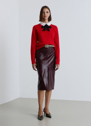 Maglia con colletto camicia e strass
