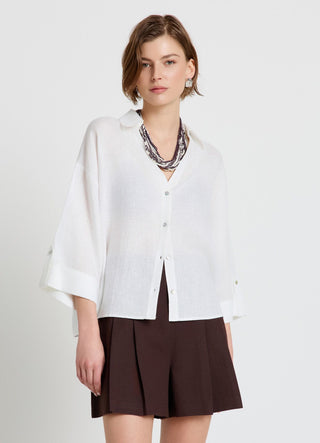 Chemise manches 3/4 en lin