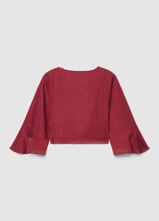 Camicia con nodo con volant