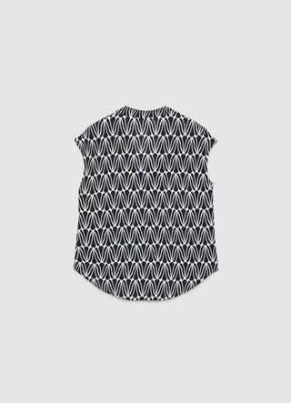 Camicia con colletto coreano e stampa