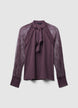 Blusa fiocco maniche pizzo - S