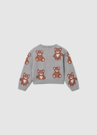 Jacquard-Pullover mit durchgehendem Bärenmuster