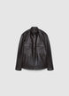 Leather-effect jacket with zip and patch pockets - S