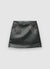 Leather-effect mini skirt with fringed rhinestones