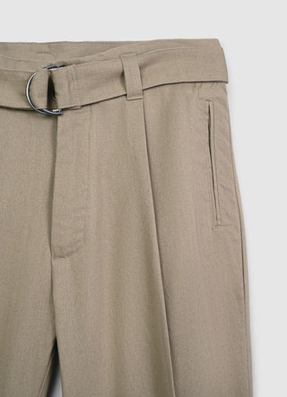 Linen-blend trousers with belt