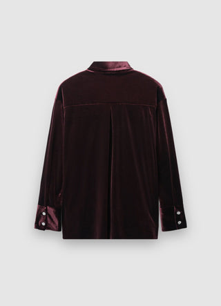 Camicia effetto velluto con bottoni gioiello